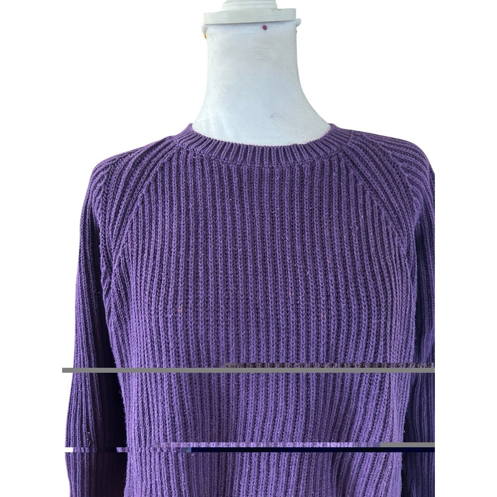 Eddie Bauer Vintage Rib Knit Cotton Sweater Purple Womans SZ M - Picture 2 of 6